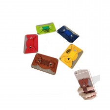 Smile Face PU Leather Phone Grip Card Holder